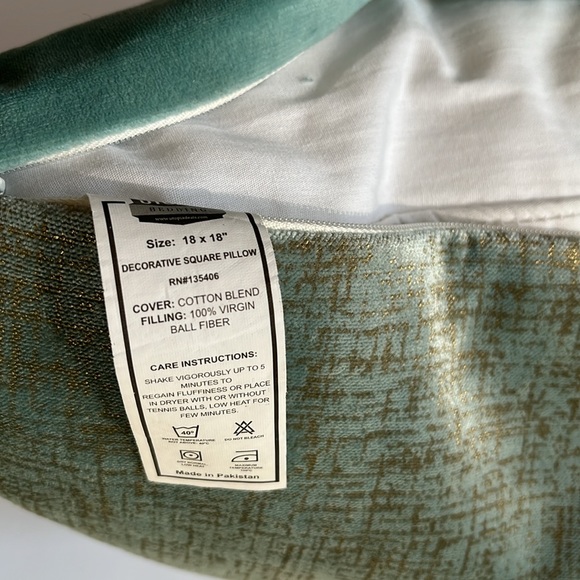 Velvet Throw Pillow Cover & Insert Gold Metallic Accent Phantoscope Aqua - Picture 6 of 10